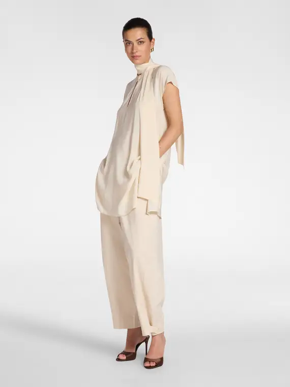 Pantaloni barrel con cinturini al fondo Donna, Beige