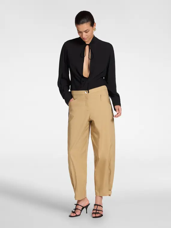 Pantaloni barrel con cinturini al fondo Donna, Marrone