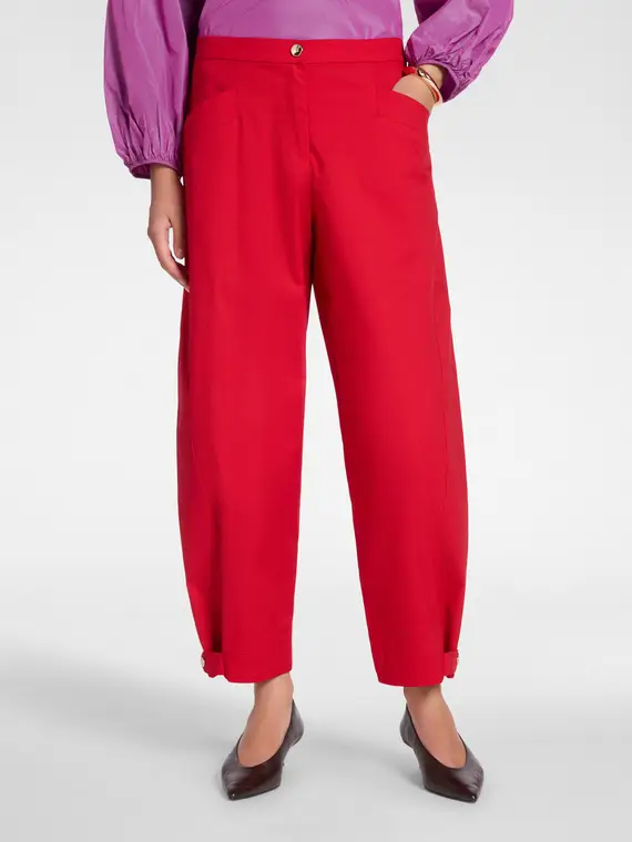 Pantaloni barrel con cinturini al fondo Donna, Rosso miniatura 3