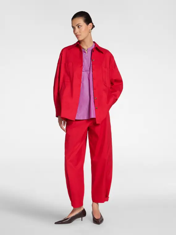 Pantaloni barrel con cinturini al fondo Donna, Rosso