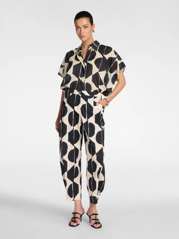 Pantaloni barrel stampati Donna, Nero