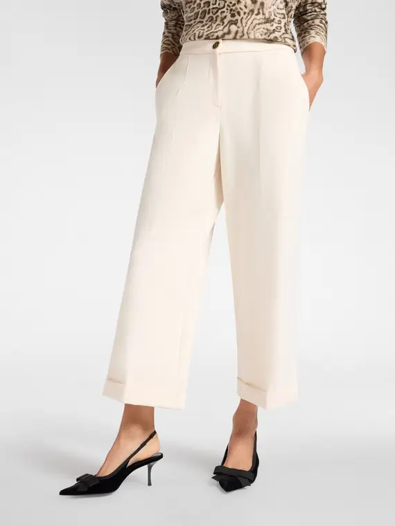 Pantaloni chinos con risvolto al fondo Donna, Bianco miniatura 3