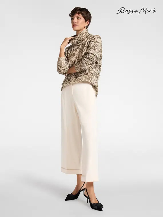 Pantaloni chinos con risvolto al fondo Donna, Bianco