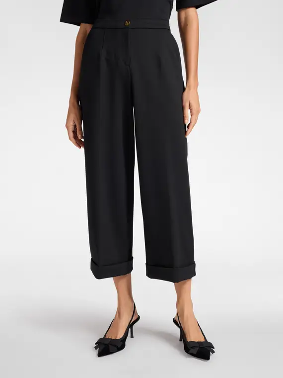 Pantaloni chinos con risvolto al fondo Donna, Nero miniatura 3