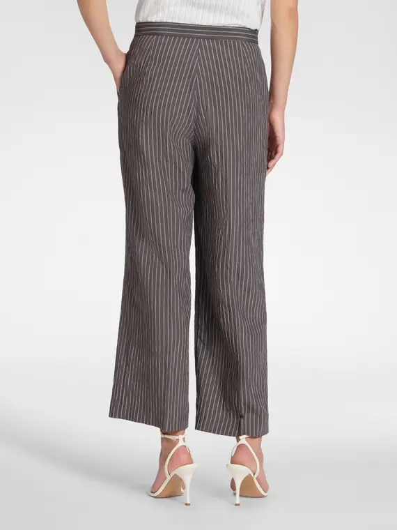 Pantaloni chinos gessati Donna, Grigio miniatura 2