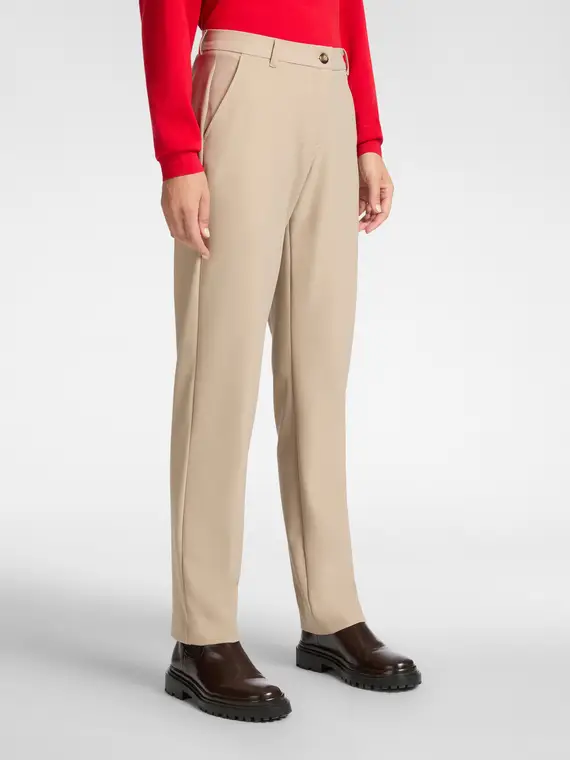 Pantaloni chinos in tessuto tecnico Donna, Beige miniatura 3