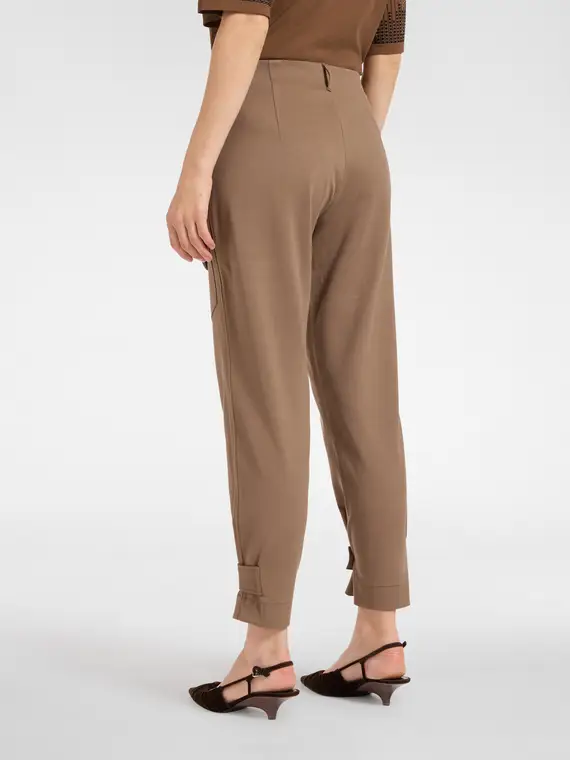 Pantaloni con tasca e cinturini al fondo Donna, Marrone miniatura 2
