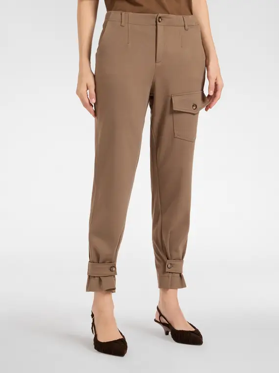 Pantaloni con tasca e cinturini al fondo Donna, Marrone miniatura 3