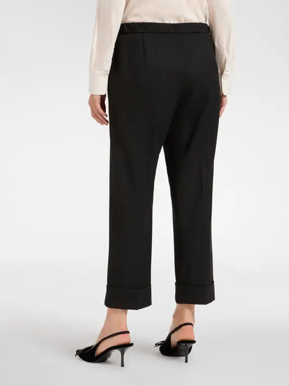 Pantaloni cropped con risvolto Donna, Nero miniatura 2