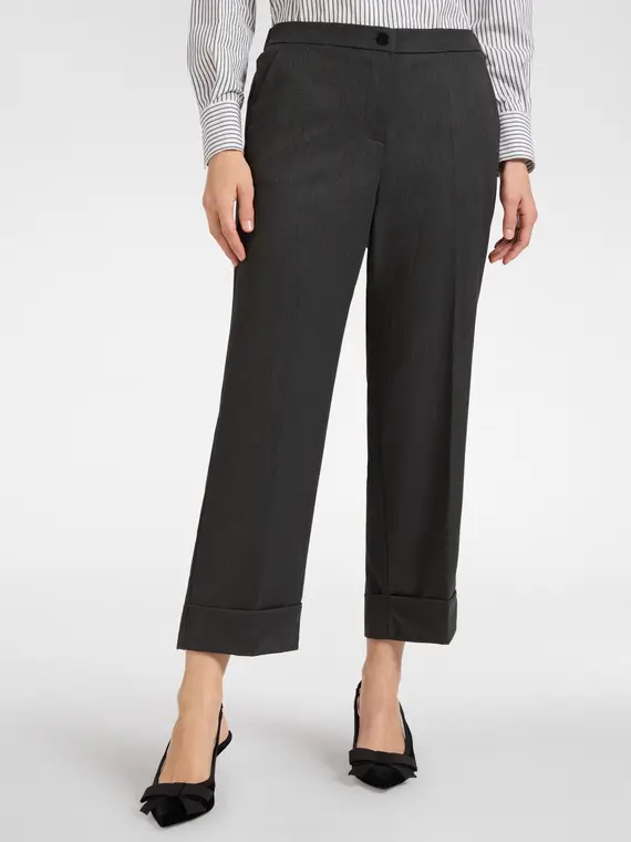 Pantaloni cropped con risvolto Donna miniatura 3