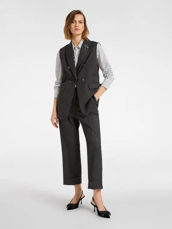 Pantaloni cropped con risvolto Donna