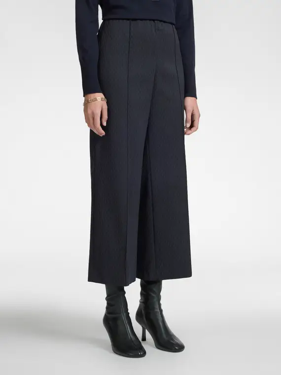 Pantaloni cropped in jacquard stretch Donna, Blu miniatura 3