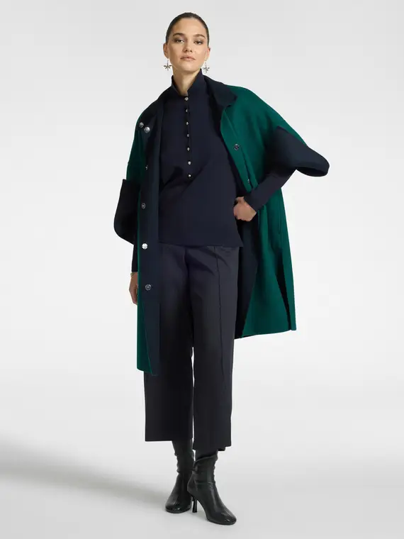 Pantaloni cropped in jacquard stretch Donna, Blu