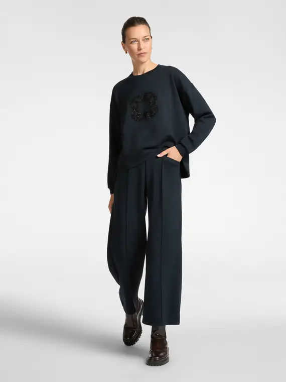 Pantaloni cropped in scuba leggero Donna, Blu (56 IT)