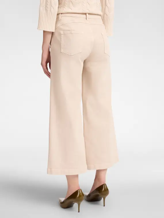 Pantaloni cropped marinière Donna, Beige miniatura 2
