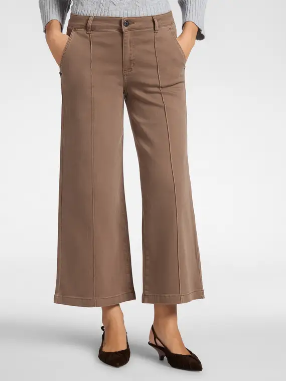 Pantaloni cropped marinière Donna, Marrone miniatura 3
