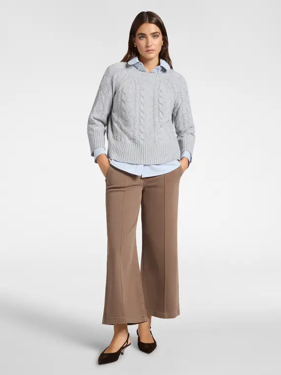 Pantaloni cropped marinière Donna, Marrone