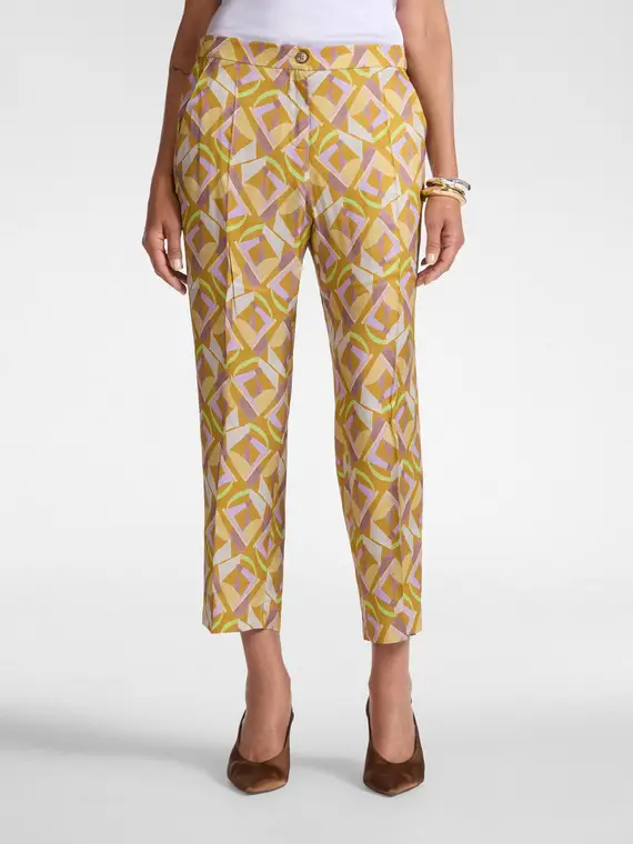 Pantaloni cropped stampati Donna, Giallo miniatura 3