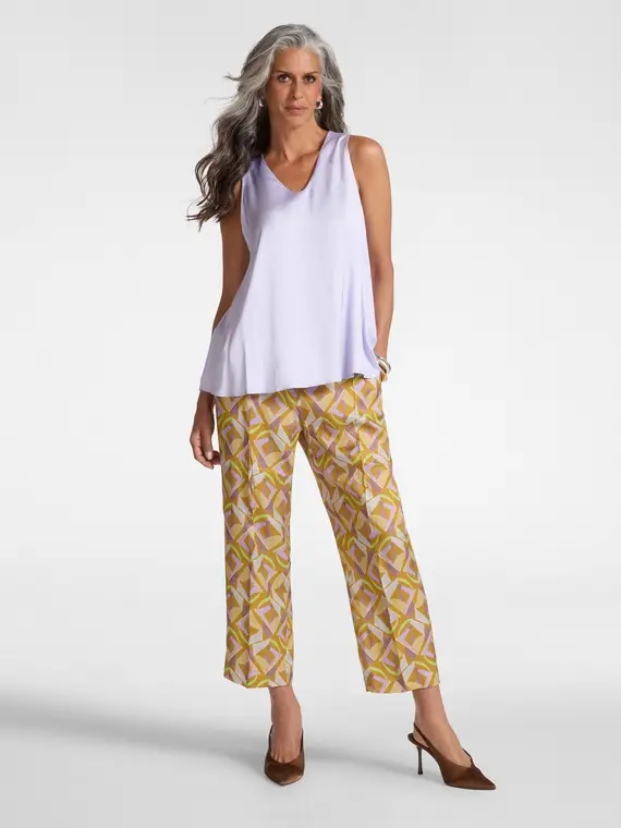 Pantaloni cropped stampati Donna, Giallo