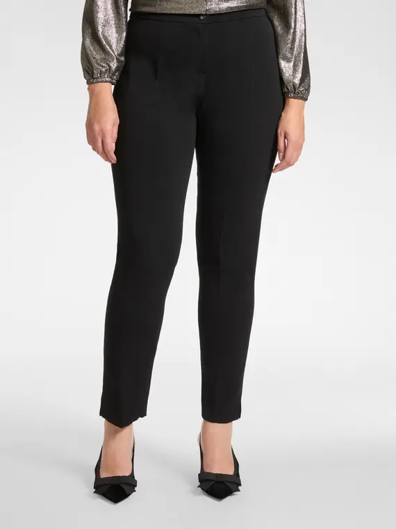 Pantaloni dritti in cady Donna, Nero miniatura 3