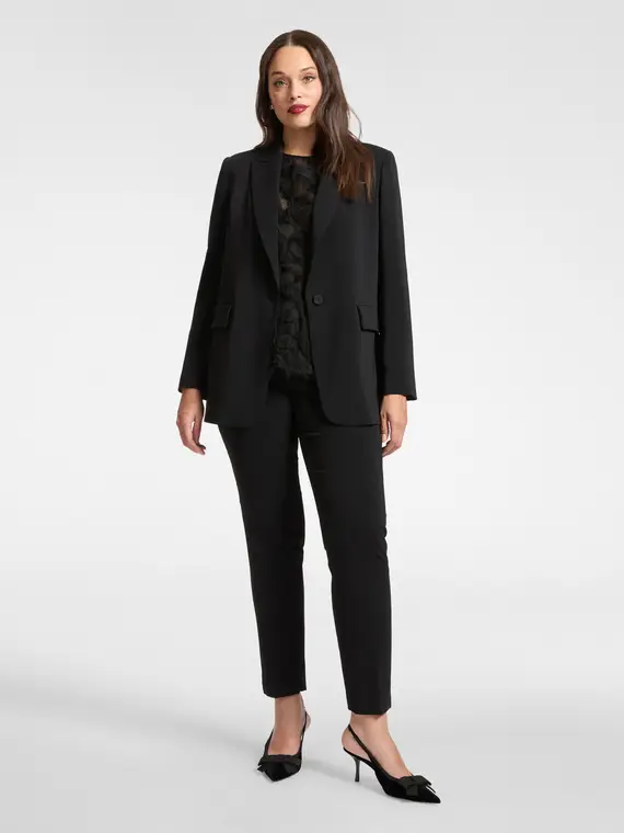 Pantaloni dritti in cady Donna, Nero