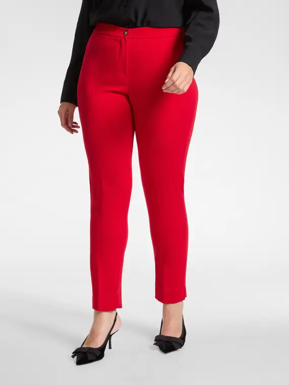 Pantaloni dritti in cady Donna, Rosso miniatura 3