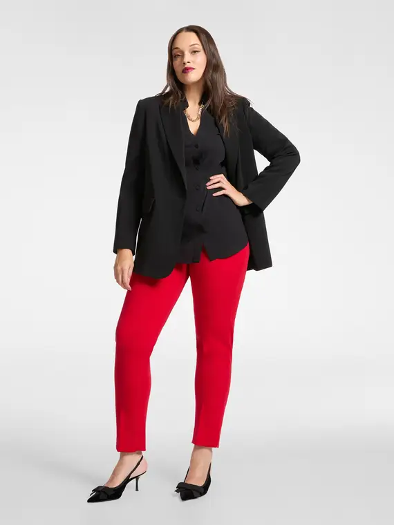 Pantaloni dritti in cady Donna, Rosso