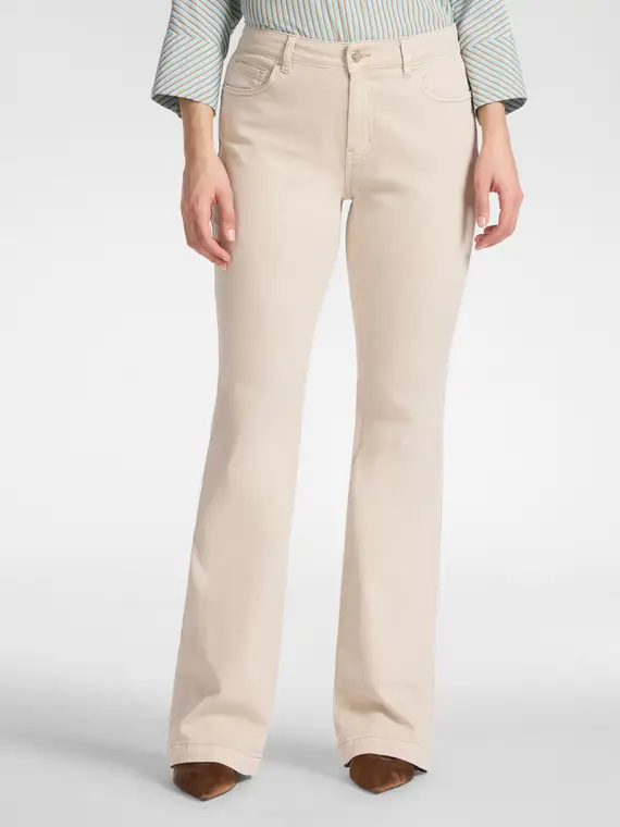 Pantaloni flare Donna, Beige miniatura 3