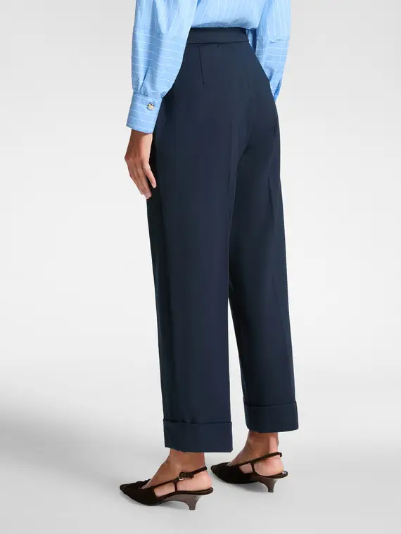 Pantaloni gamba larga con risvolto Donna, Blu miniatura 2