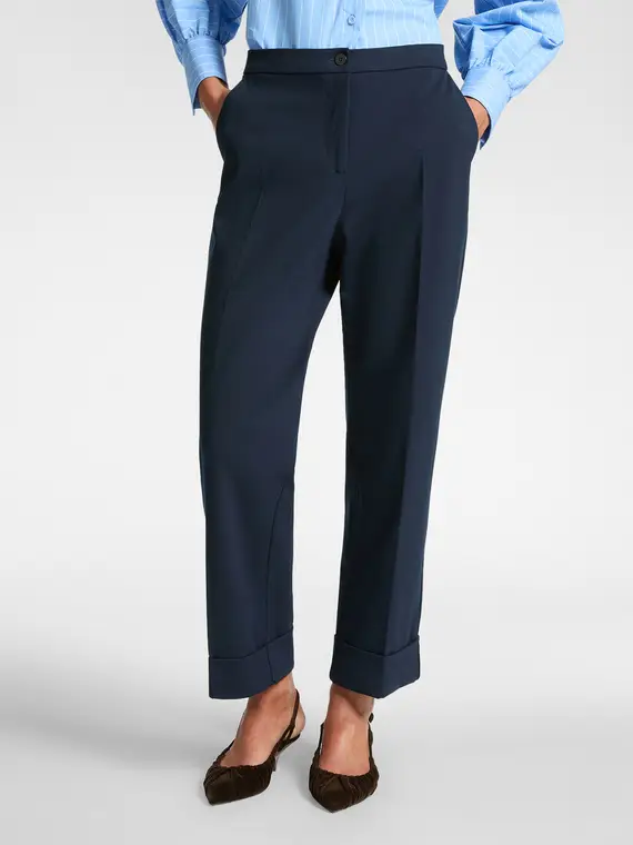 Pantaloni gamba larga con risvolto Donna, Blu miniatura 3