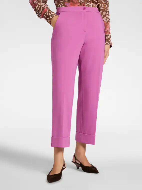 Pantaloni gamba larga con risvolto Donna, Rosa miniatura 3