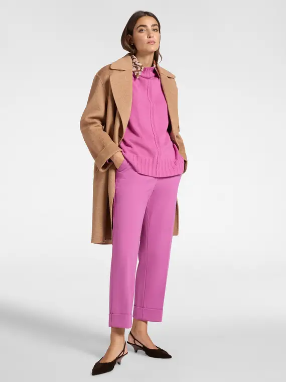 Pantaloni gamba larga con risvolto Donna, Rosa