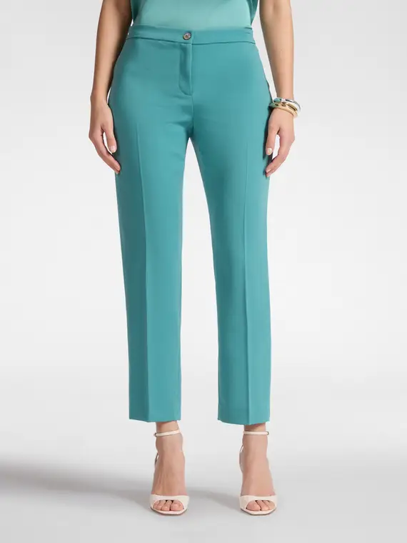 Pantaloni in cady Donna, Verde chiaro miniatura 3