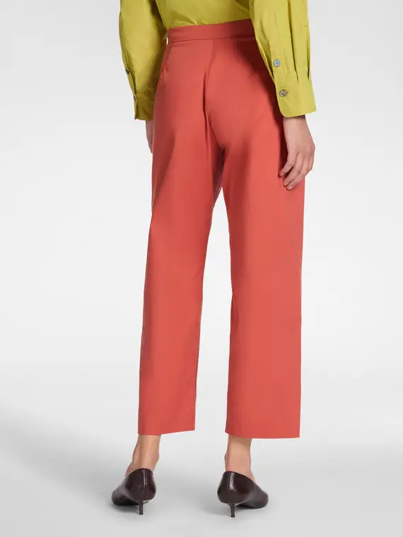Pantaloni in gabardina con bottoni Donna, Arancione miniatura 2
