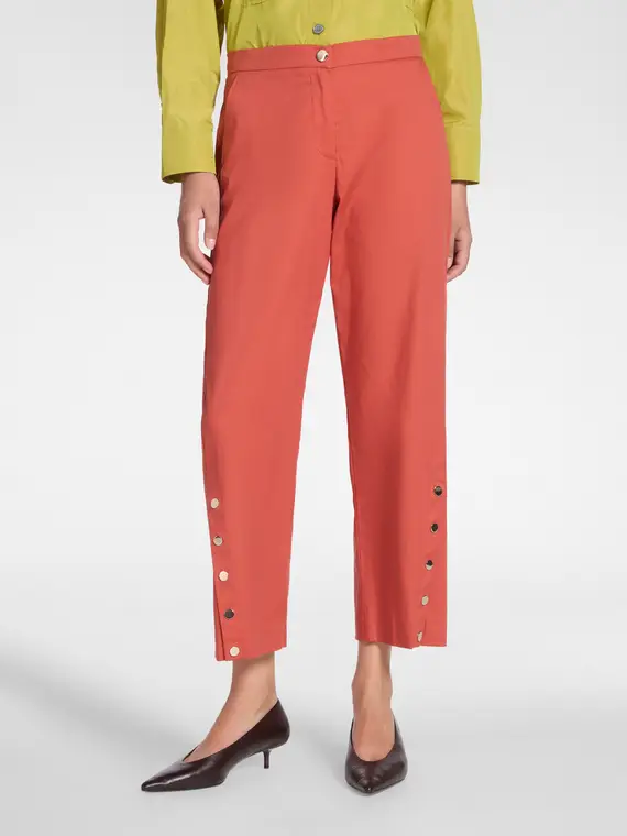 Pantaloni in gabardina con bottoni Donna, Arancione miniatura 3