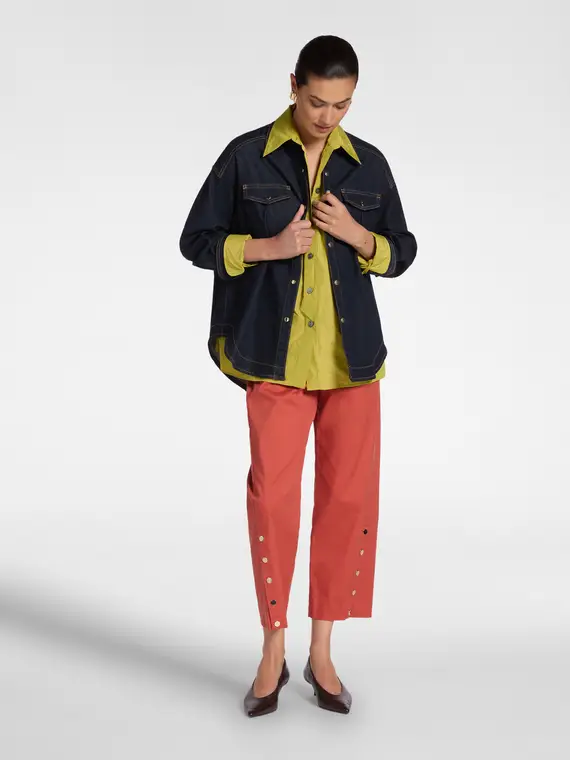 Pantaloni in gabardina con bottoni Donna, Arancione