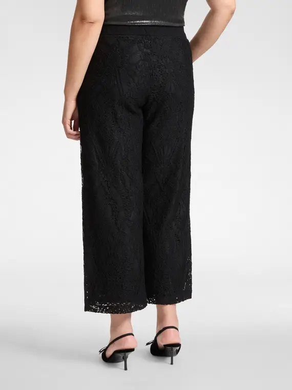 Pantaloni in pizzo Donna, Nero miniatura 2