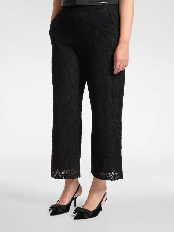Pantaloni in pizzo Donna, Nero miniatura 3