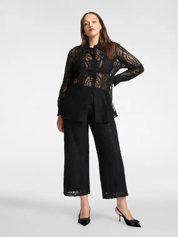 Pantaloni in pizzo Donna, Nero