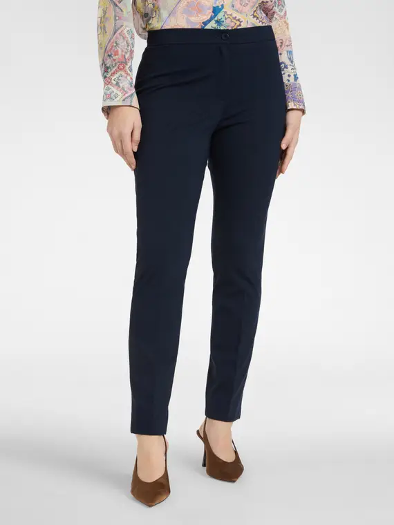 Pantaloni in punto Milano Donna, Blu miniatura 3