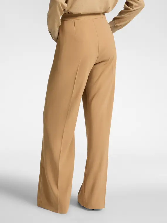 Pantaloni in tessuto crêpe stretch Donna, Beige miniatura 2