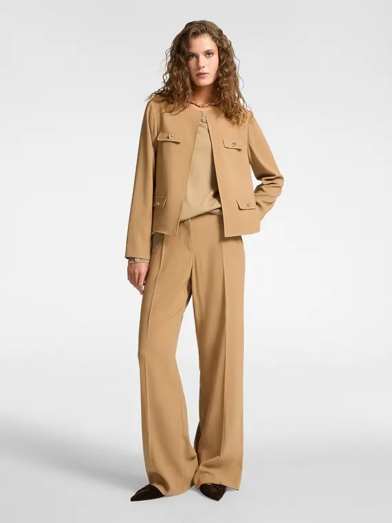 Pantaloni in tessuto crêpe stretch Donna, Beige