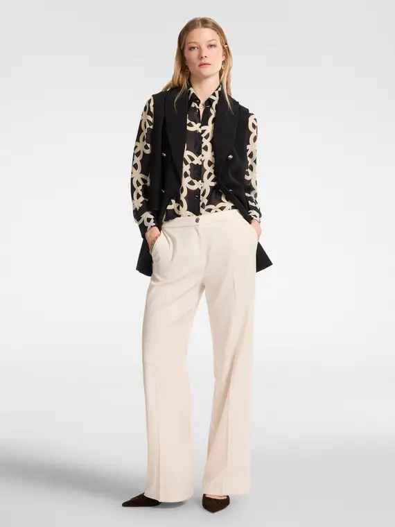 Pantaloni in tessuto crêpe stretch Donna, Bianco