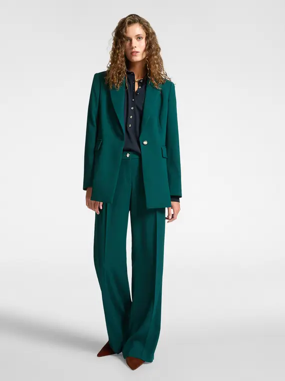 Pantaloni in tessuto crêpe stretch Donna, Verde