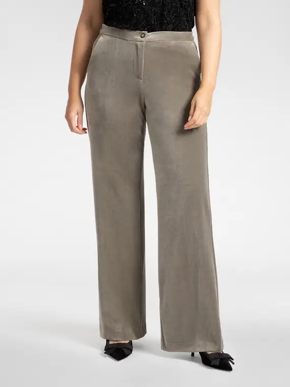 Pantaloni in velluto Donna, Grigio miniatura 3