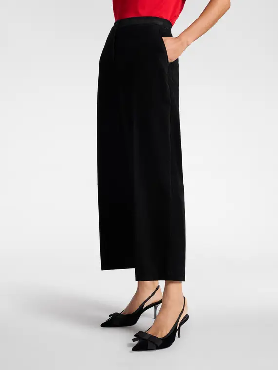Pantaloni in velluto Donna, Nero miniatura 3