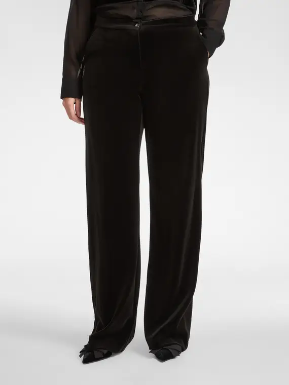 Pantaloni in velluto Donna, Nero miniatura 3