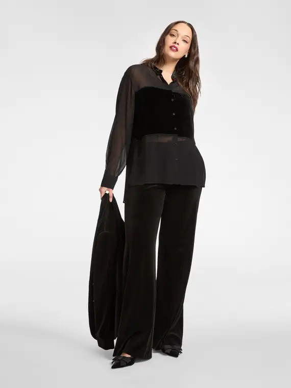 Pantaloni in velluto Donna, Nero