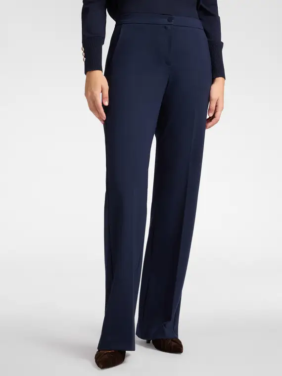 Pantaloni maschili in punto Milano Donna, Blu miniatura 3