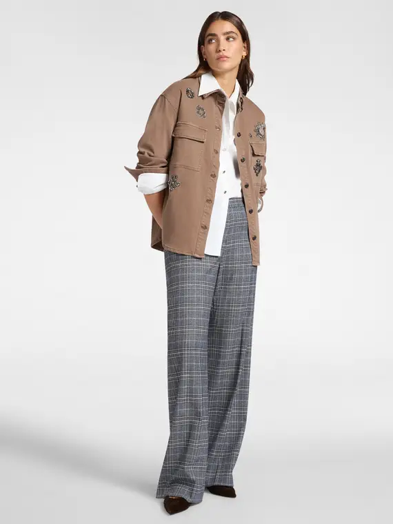 Pantaloni maschili in tessuto fantasia Donna, Grigio